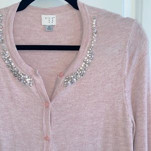 Rhinestone embellished long sleeve cardigan